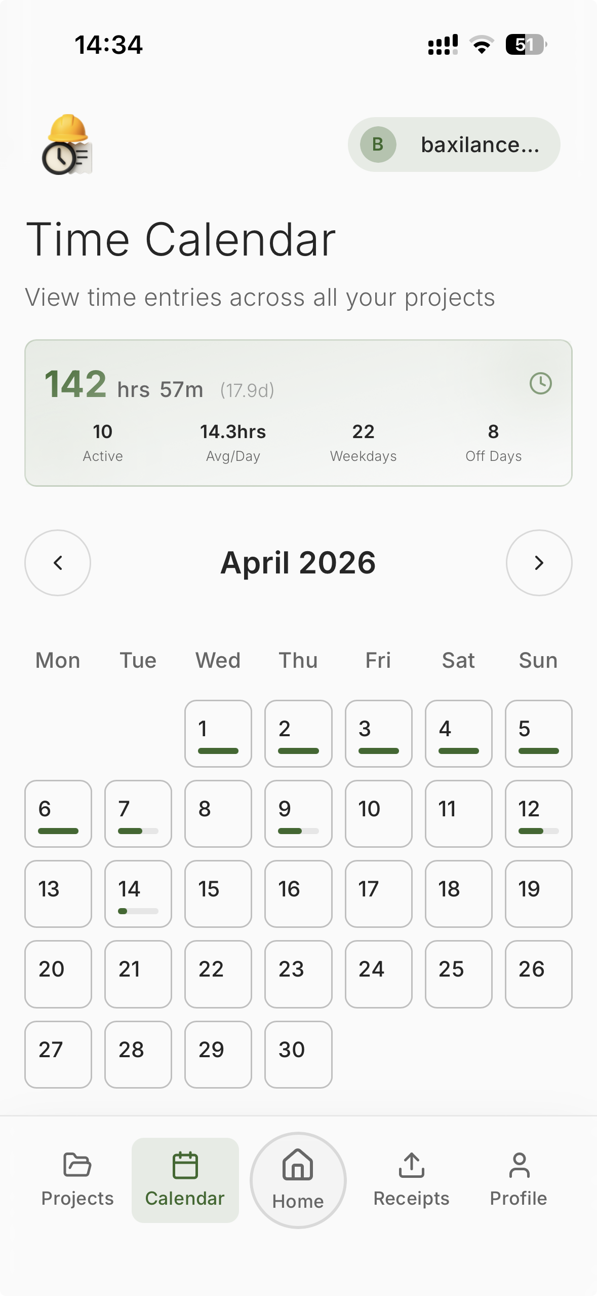 Monatskalender-Ansicht